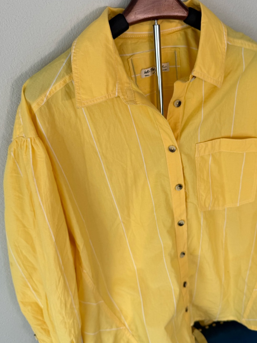 Free People Happy Hour Stripe Top Yellow Combo Boho Oversized Women Size S - Picture 15 of 16